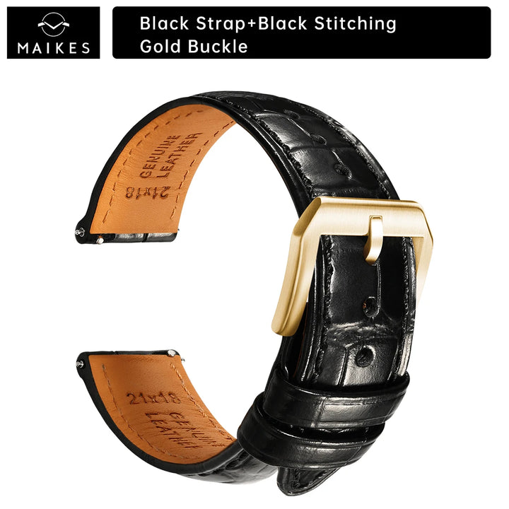 Maikes Top Quality Leather Watch Strap Accessories Butterfly Buckle For Chopard Breitling Omega Patek Philippe Watch Band