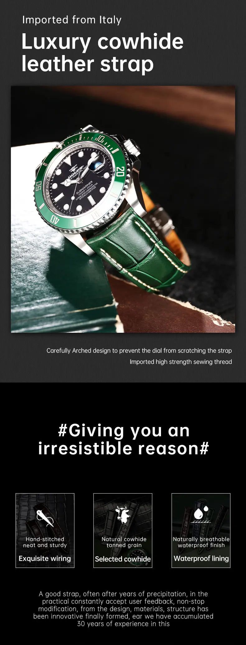 Maikes Luxury Brand Leather Watch Straps 20mm 21mm 22mm Accessories Watchbands Braceletes For Rolex Breitling Omega Watch Bands