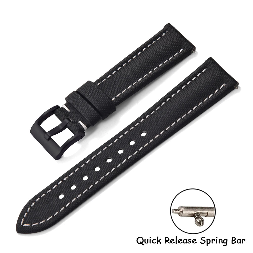 Universal Sailcloth Watch Band 18mm 20mm22mm Sailcloth Leather Strap Qucik Release Bracelet Accessories for Omega for Seiko Belt
