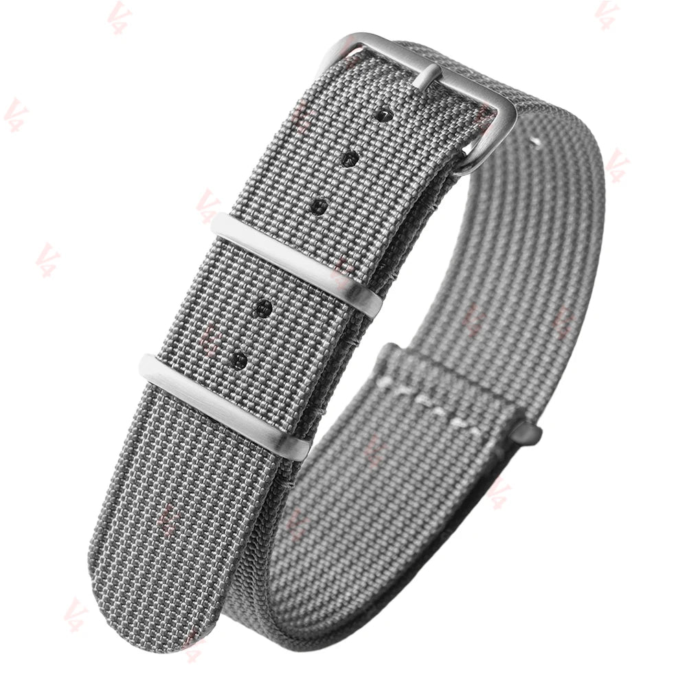 Ribbed Nylon Watch Band 18–22mm (Military Style)
