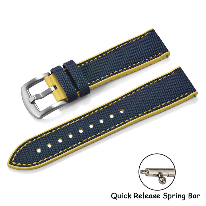 18/20/22/24mm Universal FKM Rubber Strap Waterproof Quick Release Sailcloth Leatehr Watch Band For Longines Seiko Omega IWC Belt