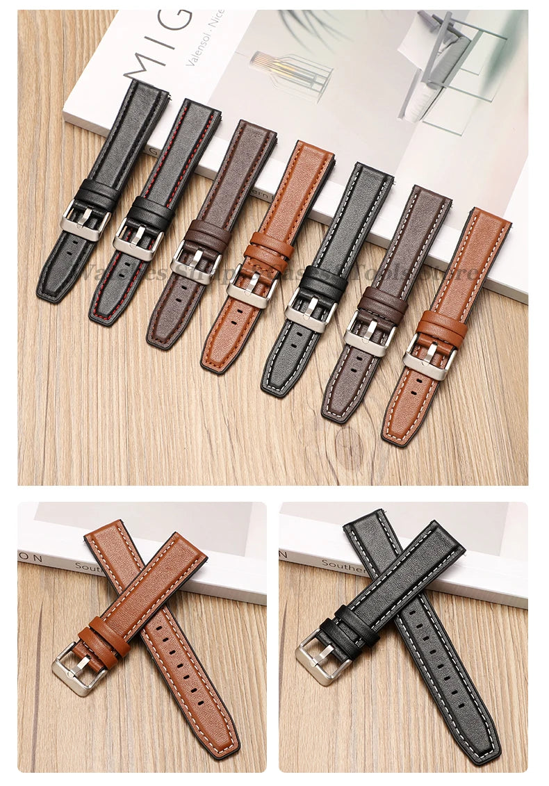 Silicone & Leather Watch Strap for Huawei & Samsung – 18–46mm