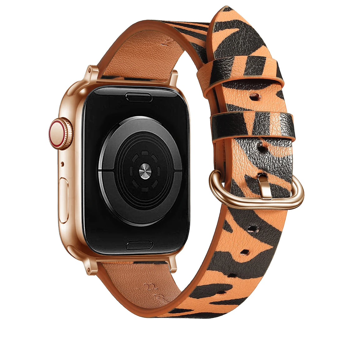Leopard Leather Apple Watch Band for Women 38–49mm