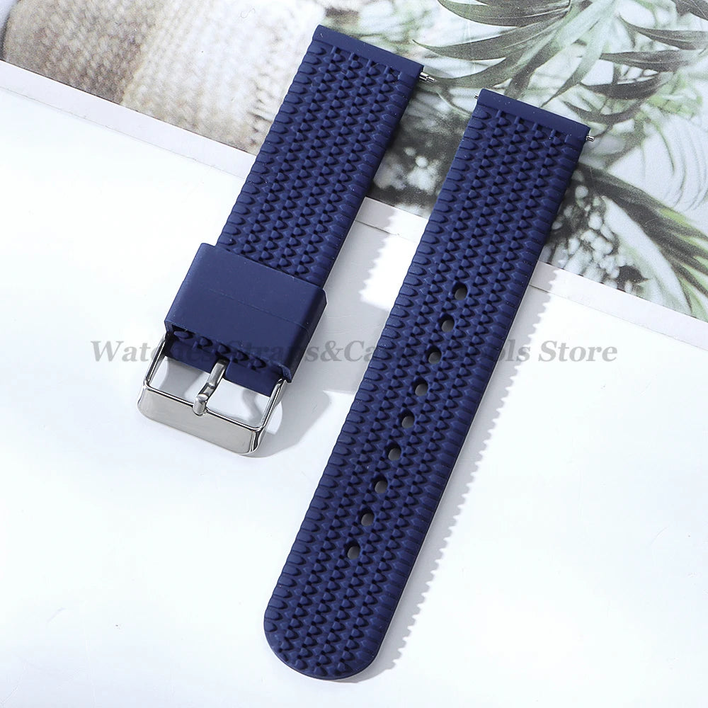Soft Silicone Rubber Watch Band 18–24mm for Omega & Huawei (Quick