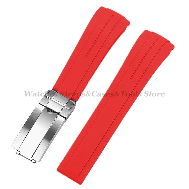 Curved Rubber Watch Strap for Rolex Daytona/Submariner – 20–22mm, Silicone