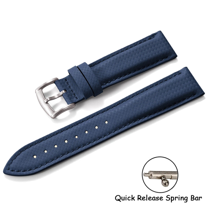FKM Rubber Leather Watch Band 18/19/20/22mm Quick Release Sailcloth Leather Strap Butterfly Buckle Band For Omega Seiko Cartier