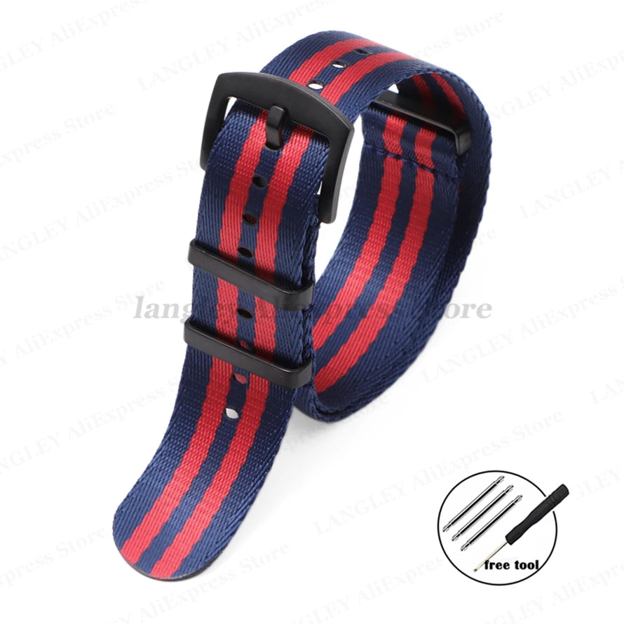 Premium Nylon Watch Strap 20/22mm (Black Buckle)