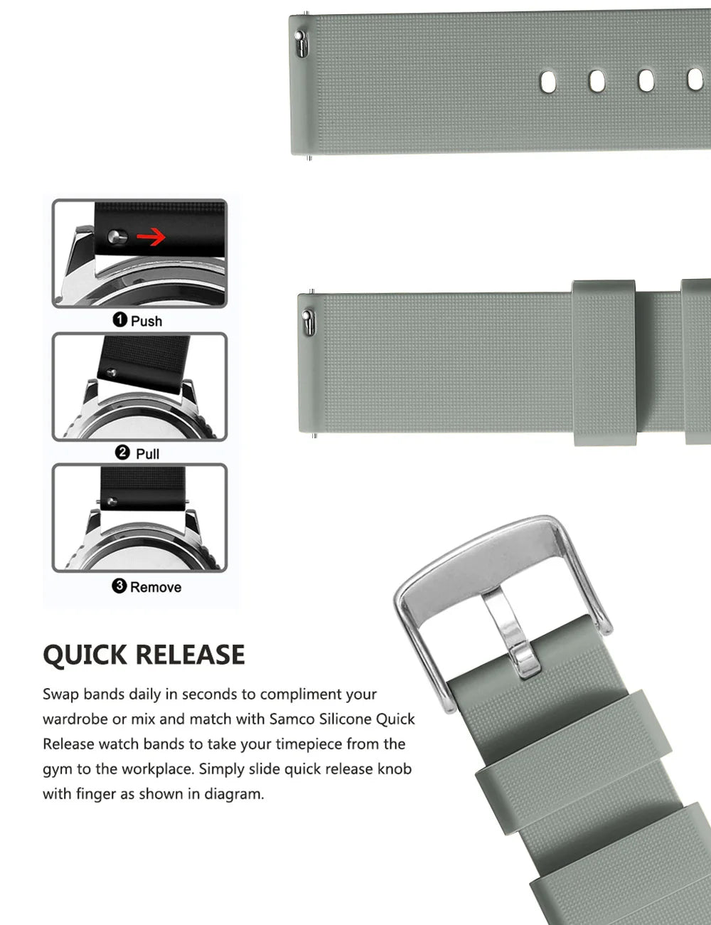 Soft Silicone Quick-Release Watch Band 14–24mm