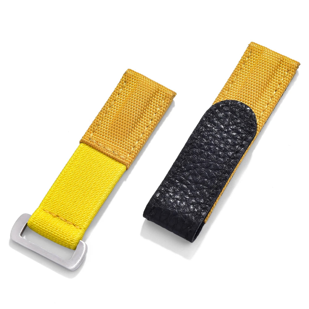 Premium Grade Hook And Loop Adhesive Watch Band Pale Blue Leather Nylon Watch Strap 20mm Watch Strap Watch Replacement Watchband