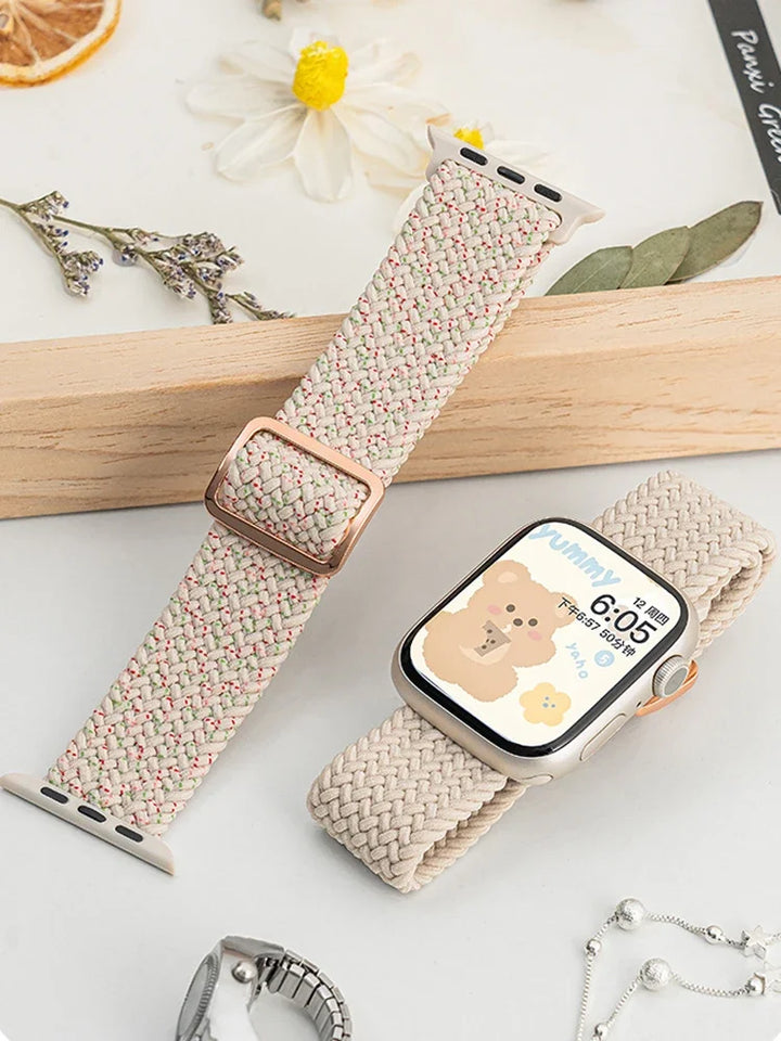 Strap for Apple Watch band 44mm 45mm 49mm 42mm 40 41 46mm Elastic Braided Solo bracelet correa Series 9 10 11 8 7 6 5 SE Ultra 3