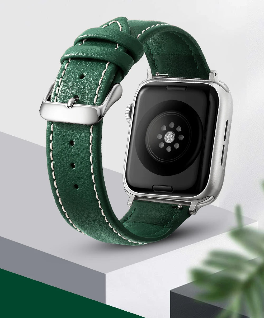 Genuine Leather Apple Watch Band 40–49mm for iWatch Series 3–8 & Ultra