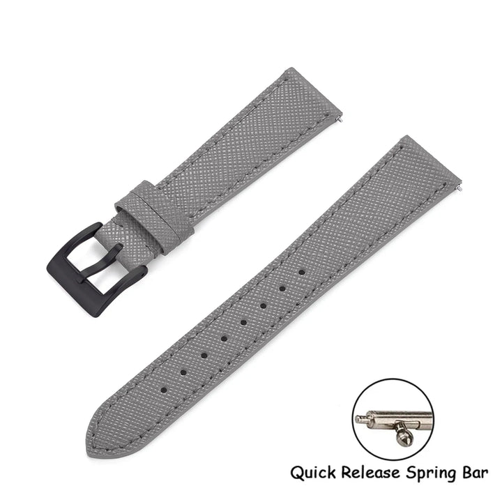 Quick Release Saffiano Leather Watch Strap – 18-24mm Universal