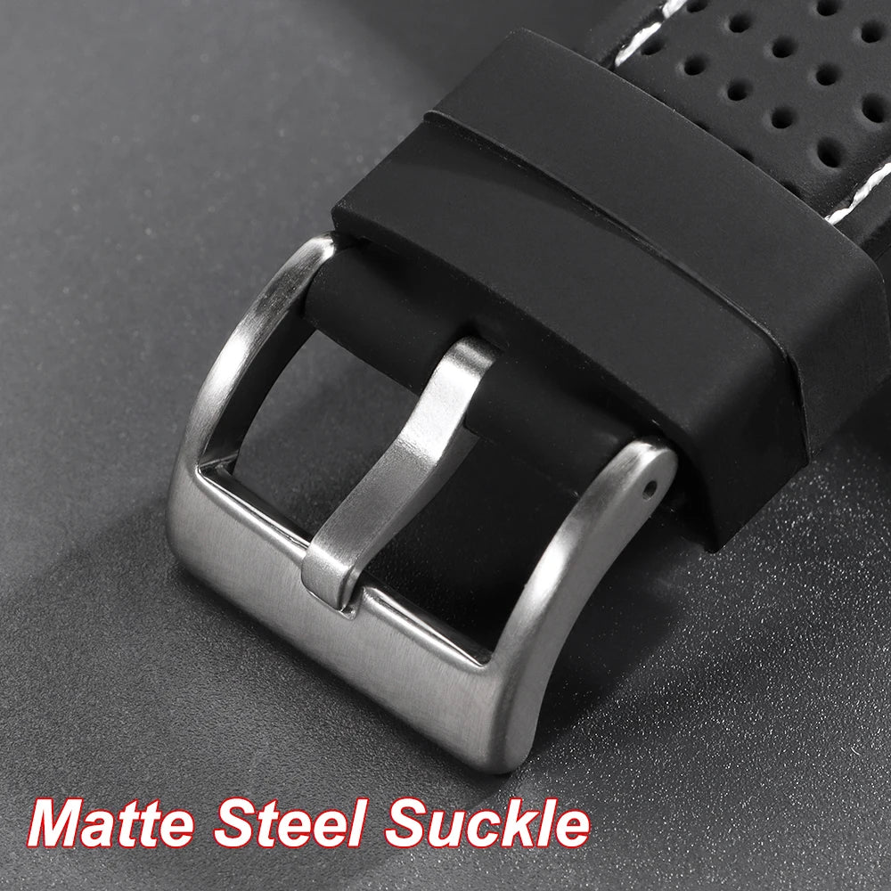 Premium Silicone Watch Band Waterproof Soft Rubber Strap 20mm 22mm 24mm Breathable Watch Strap Replacement for Universal Watch