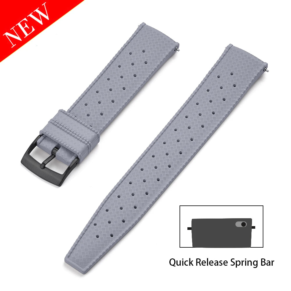 Premium Grade Tropical FKM Rubber Strap Quick Release Watch Band 18mm 20mm 22mm 24mm Rubber Tropical Strap Smart Watch Strap