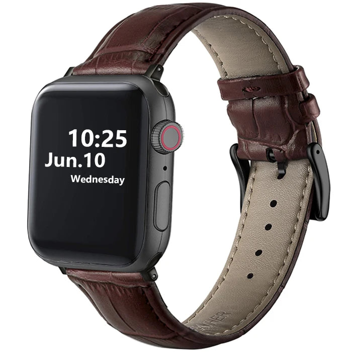 Leather Apple Watch Band (38/42mm, Series 3–6/SE Compatible)