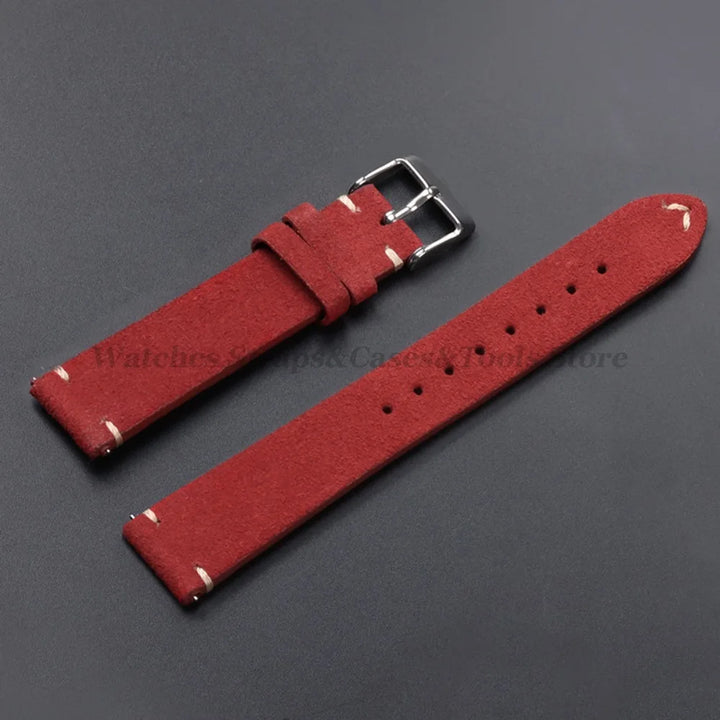 Vintage Suede Leather Watch Band 14–22mm for Omega & Seiko (Handmade,