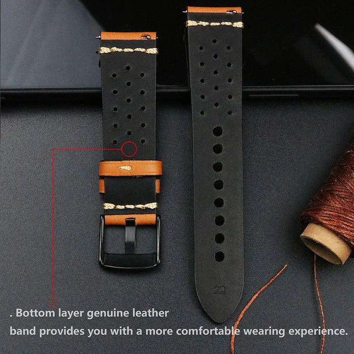 Fashion Quick Release Top Grain Leather Watch Band 20mm 22mm