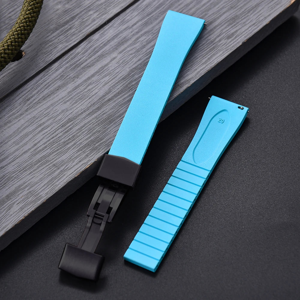New CTS FKM Watch Strap 16mm 18mm 19mm 20mm 21mm 22mm Quick Release Butterfly Buckle Watch Band CTS Rubber Strap For Cut To Size