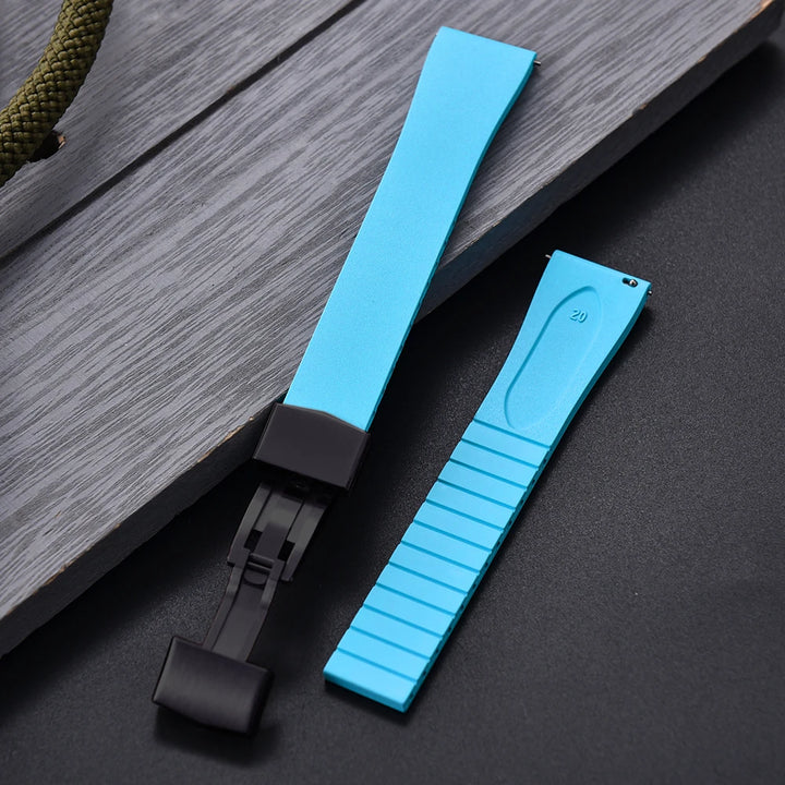 New CTS FKM Watch Strap 16mm 18mm 19mm 20mm 21mm 22mm Quick Release Butterfly Buckle Watch Band CTS Rubber Strap For Cut To Size