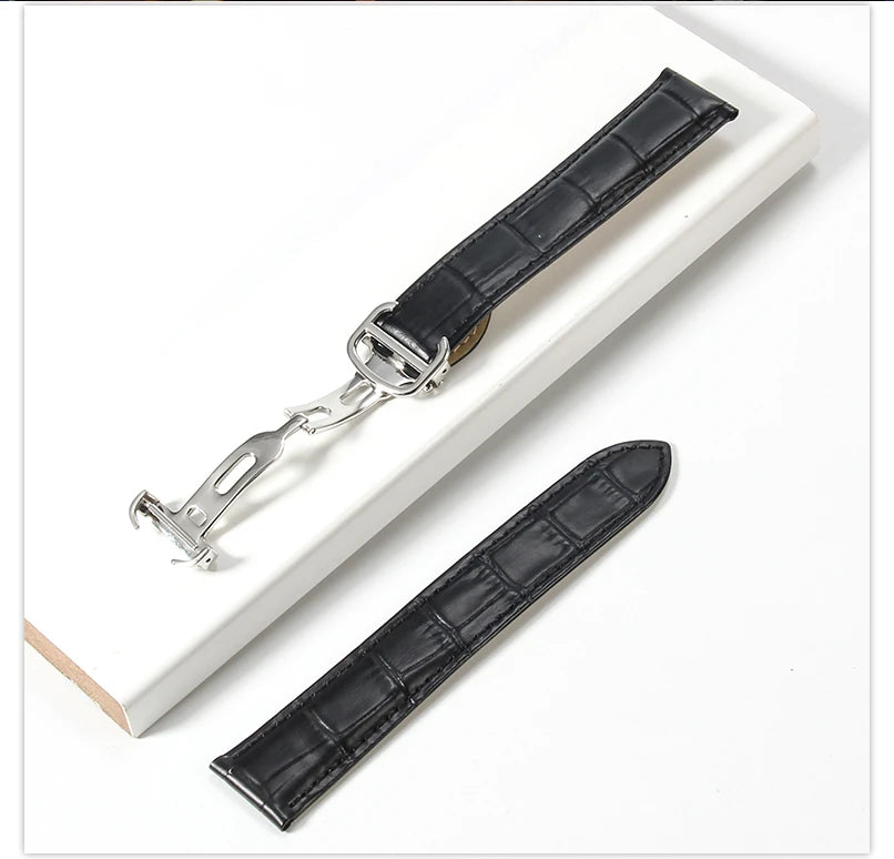 Genuine Leather Cartier Tank Solo Watch Strap 17–25mm (Brown & Black,