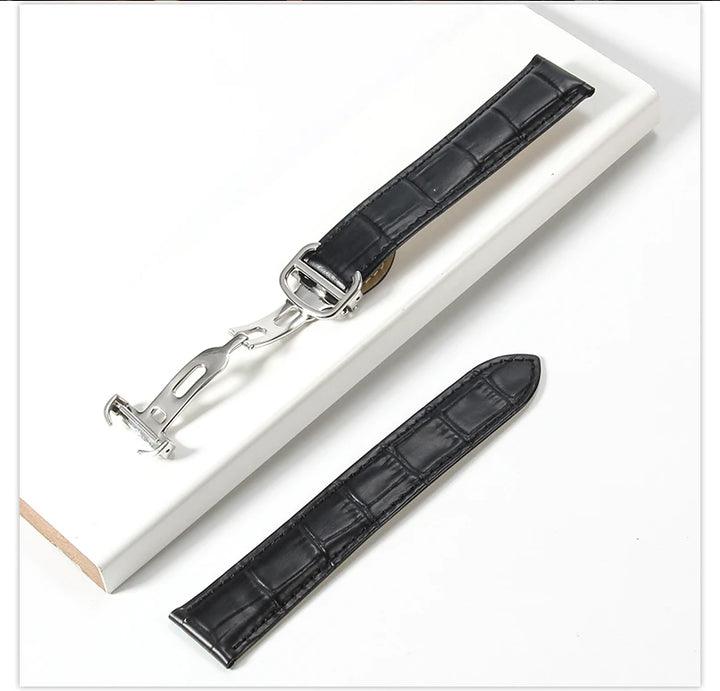 Genuine Leather Cartier Tank Solo Watch Strap 17–25mm (Brown & Black,