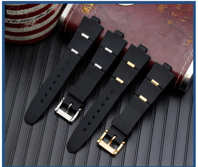 Black Rubber Replacement Watch Strap for BVLGARI (22/24mm)