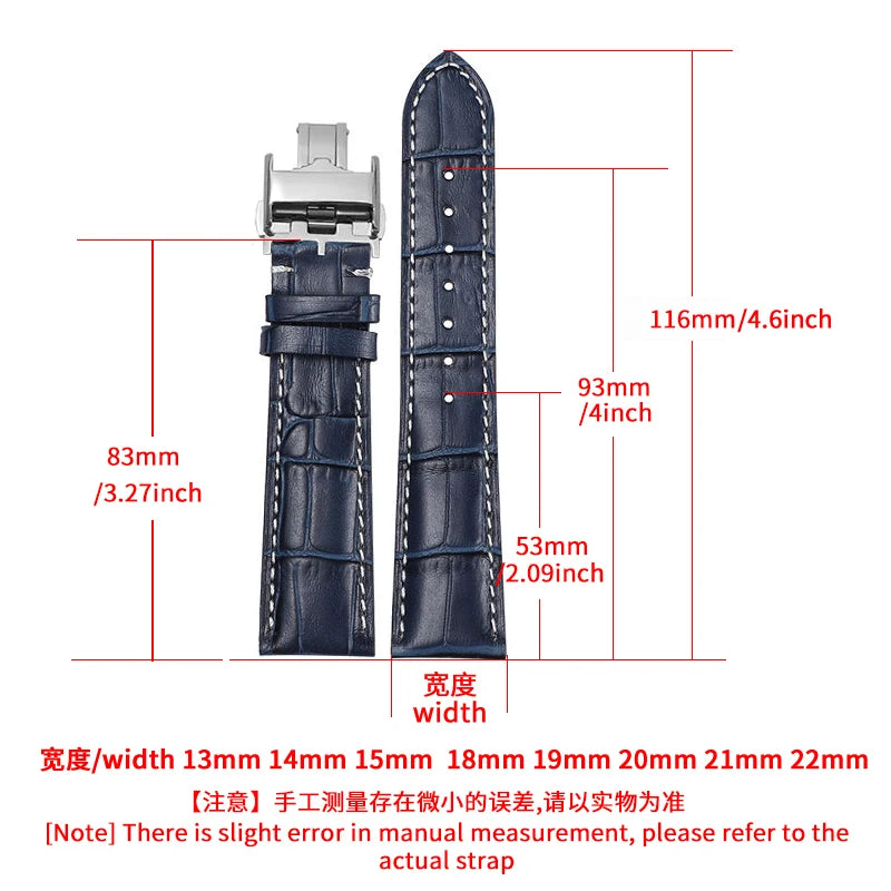 Genuine Cowhide Leather Watch Band 18–22mm for Longines Master &
