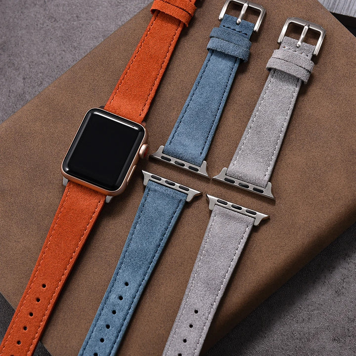 Suede Leather Strap for Apple Watch – Vintage Style (38-49mm)