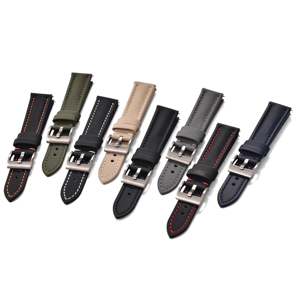 Universal Sailcloth Watch Band 18mm 20mm22mm Sailcloth Leather Strap Qucik Release Bracelet Accessories for Omega for Seiko Belt