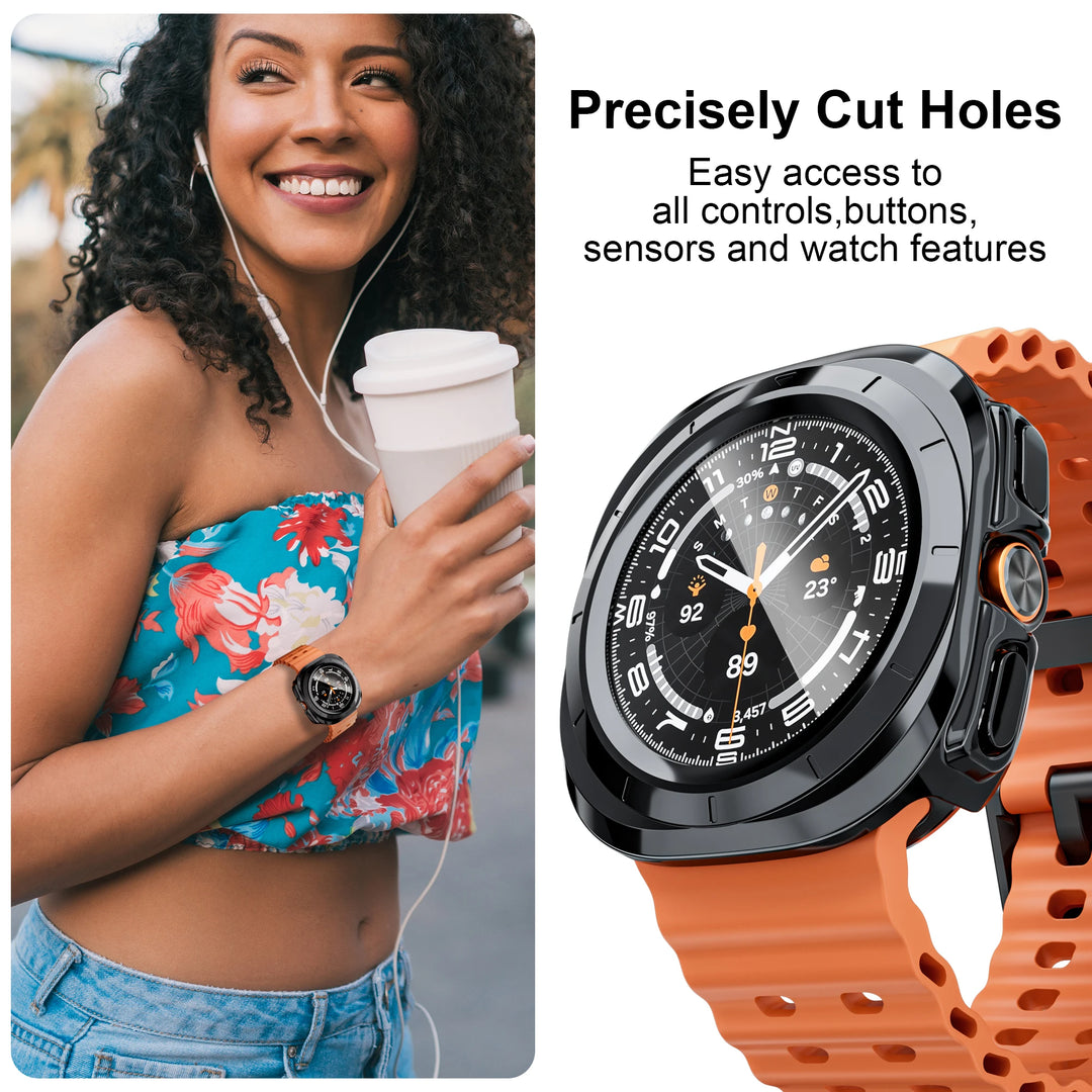 Samsung Galaxy Watch Ultra 47mm Case with Tempered Glass & Hard PC Bumper