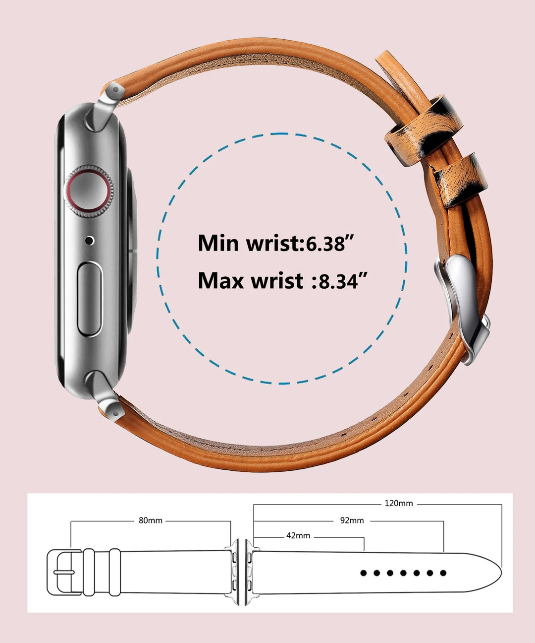 Leopard Leather Apple Watch Band for Women 38–49mm