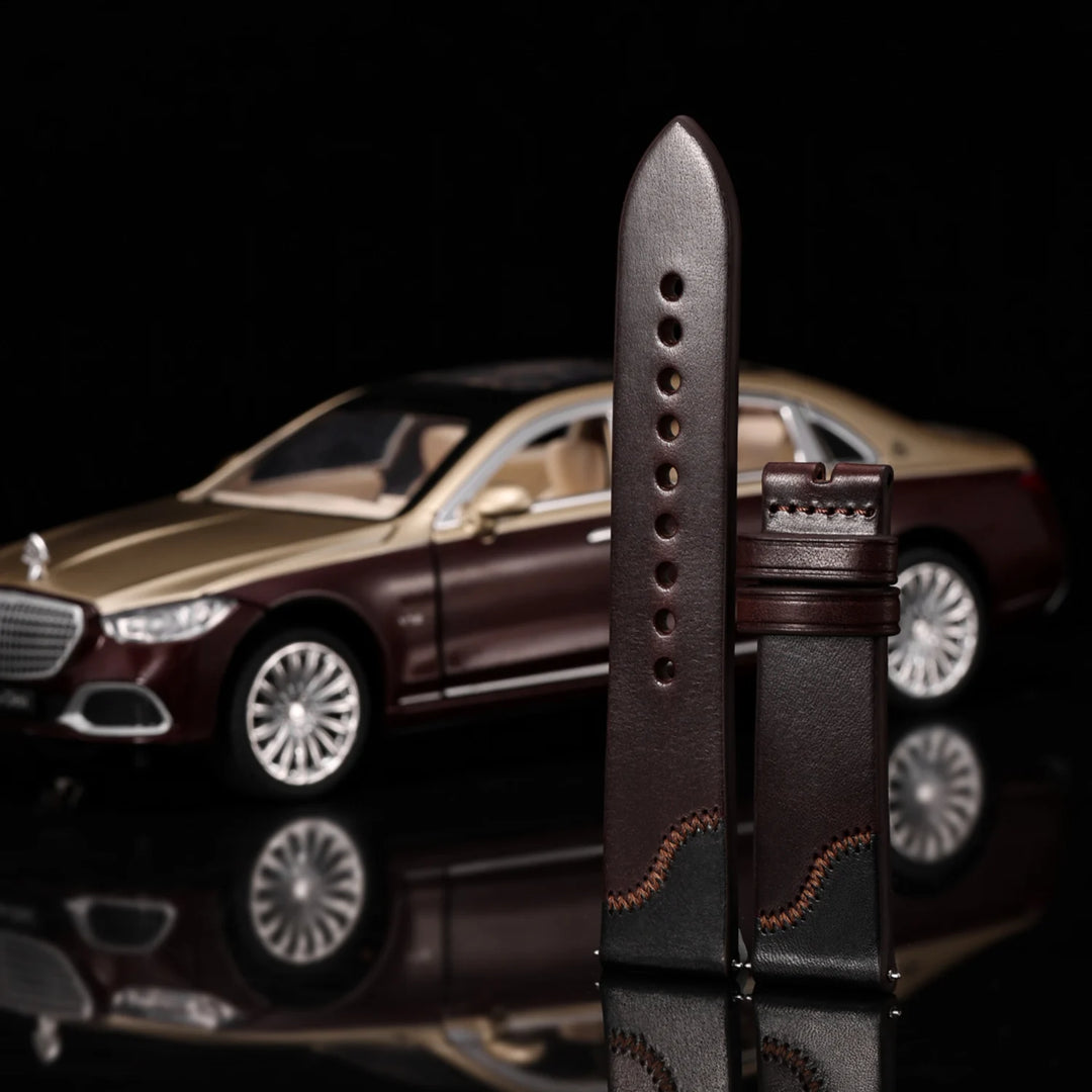 Luxury Design Bicolor Handmade Stitching Watch Strap Quick Release Watch Accessories Full Grain Leather Watch Band