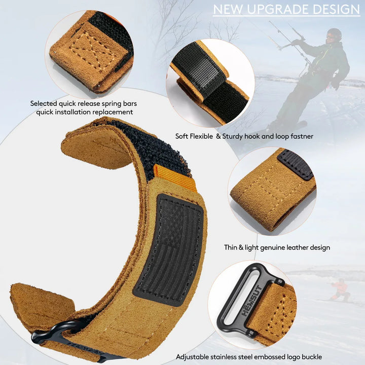 Hemsut Genuine Leather Quick-Release Watch Strap (20-22mm)
