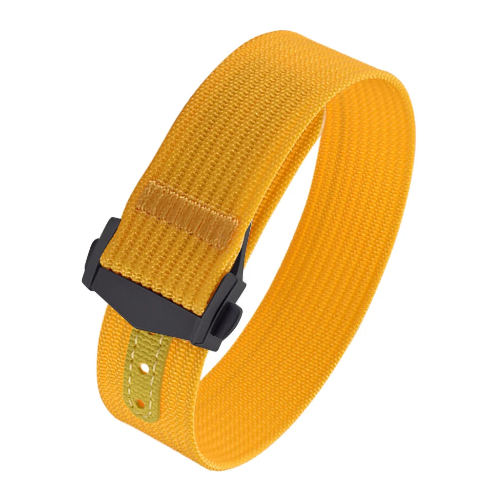 JUELONG Canvas Sailcloth Watch Strap 18mm 20mm 22mm Rubber Hole Sport Waterproof Folding Buckle Watchband For Omega Swatch Moon