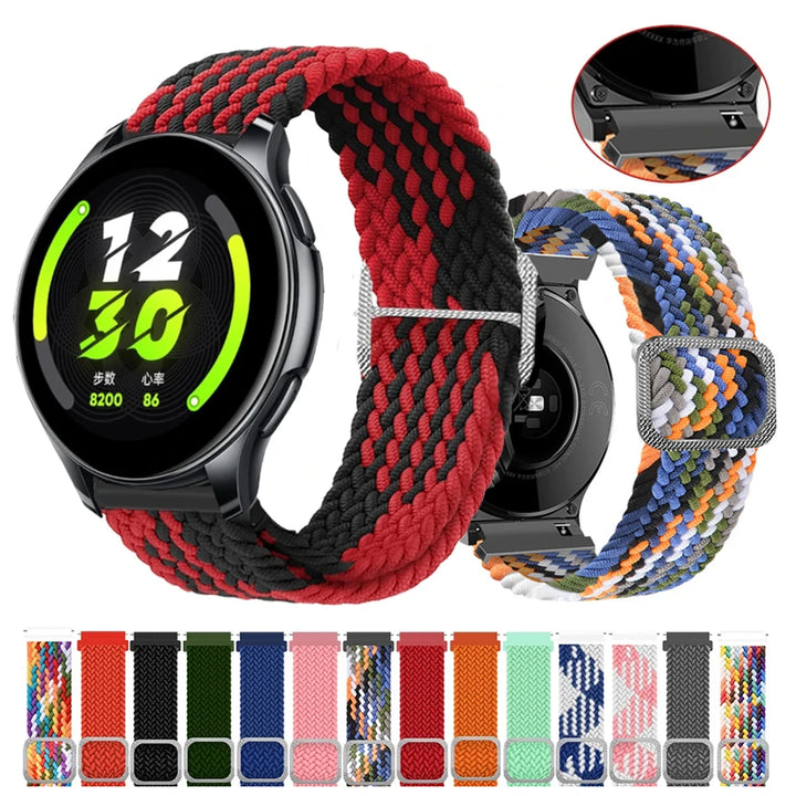 20/22mm Braided Nylon Strap for Realme Watch 2/3 & Amazfit Bip/GTS/GTR