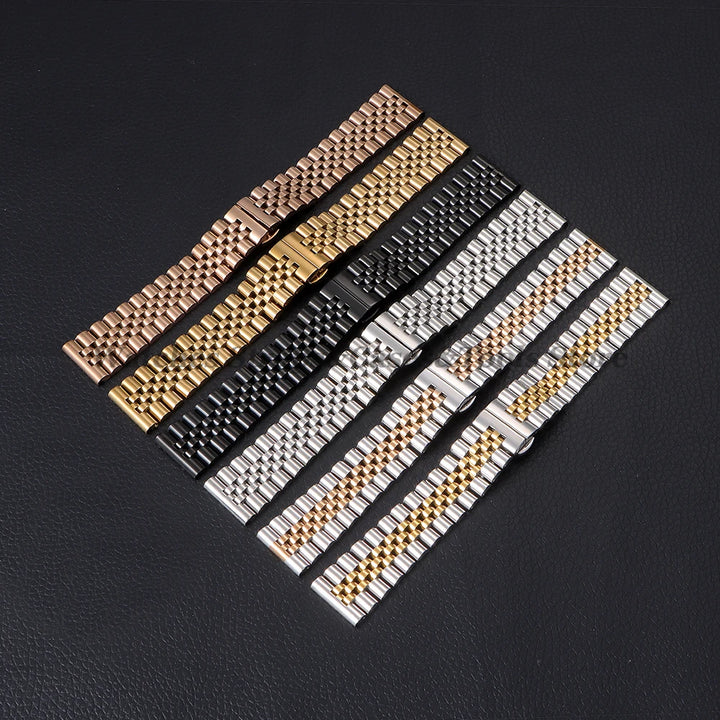 Solid Stainless Steel Watch Band 12–22mm for Rolex (Flat & Curved Ends)