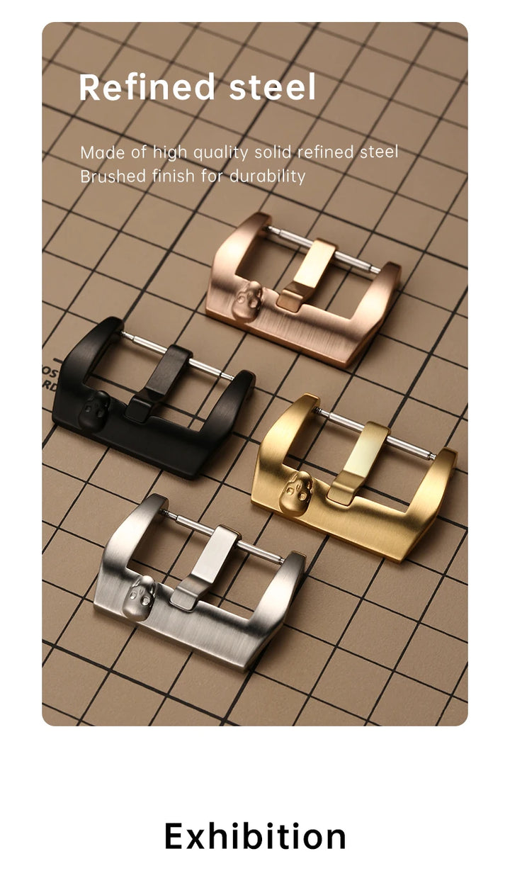 Maikes Skull Watch Buckle 316L Stainless Steel 18mm 20mm 22mm Black Rose Gold Leather Strap Clasp