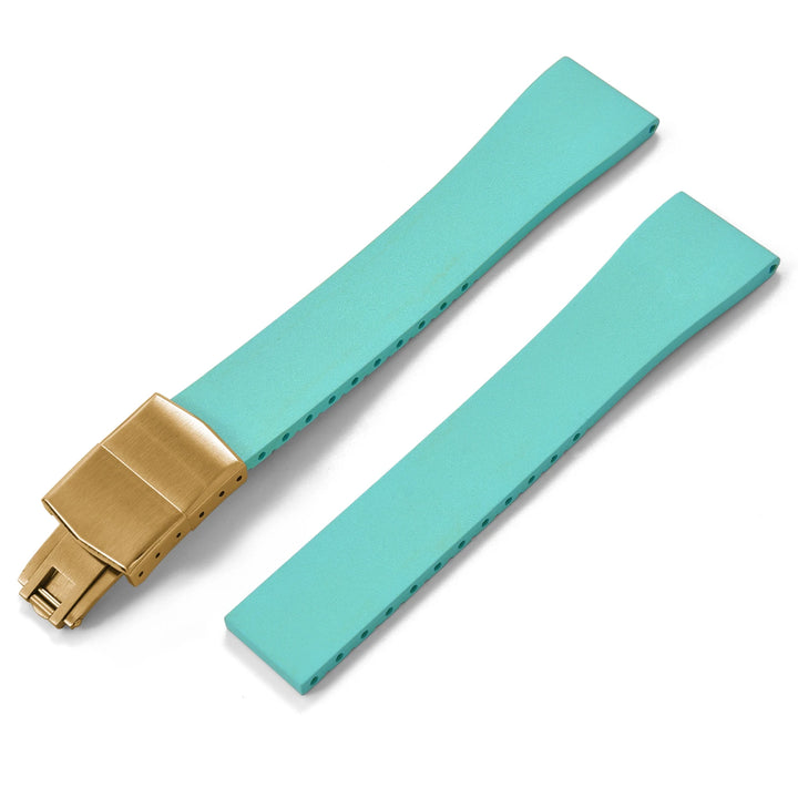 JUELONG CTS FKM Rubber Watch Strap 16–22mm Quick Release with Gold
