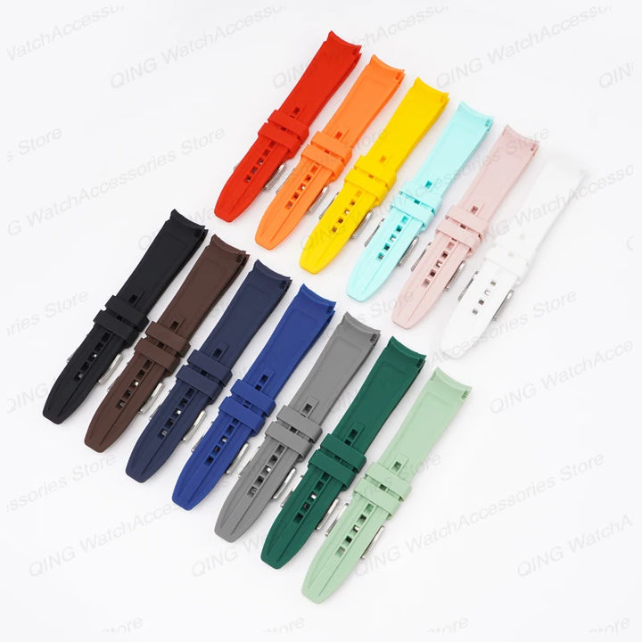 20mm 22mm Silicone Strap for Swatch Universal Curved End Arc Rubber Watch Band for Rolex Sport Waterproof Bracelet for Citizen