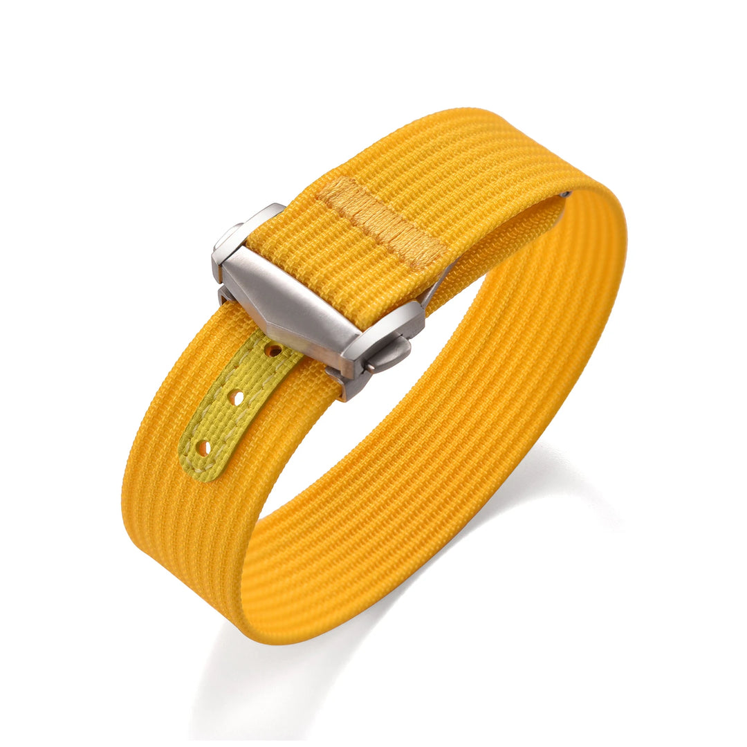 Ribbed Nylon & FKM Rubber Watch Strap – 18–22mm Folding Buckle for Omega, Tudor & Seiko