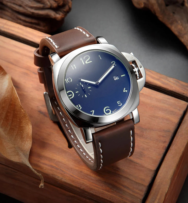Fashion Vintage Leather Watch Strap – 18–24mm, Stainless Steel Buckle