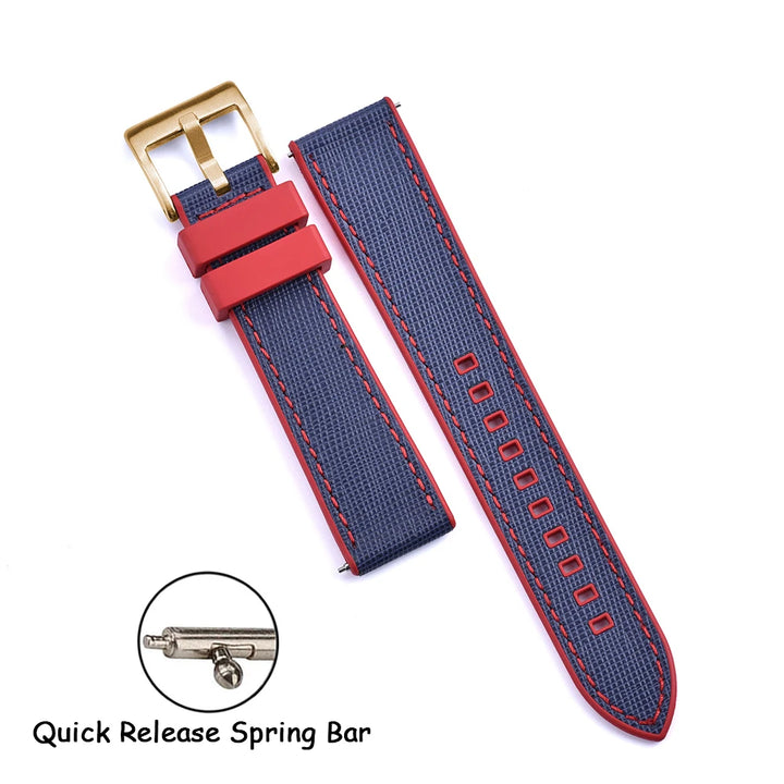 FKM Rubber Strap 20mm22mm Leather Qucik Release Watch Band Universal Women Men Watch Accessories for Omega Seiko Sports Bracelet