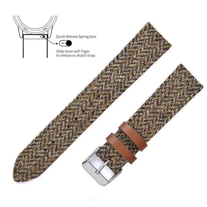 NATOBELT Wool Weave Leather Strap – Quick Release, 18–22mm