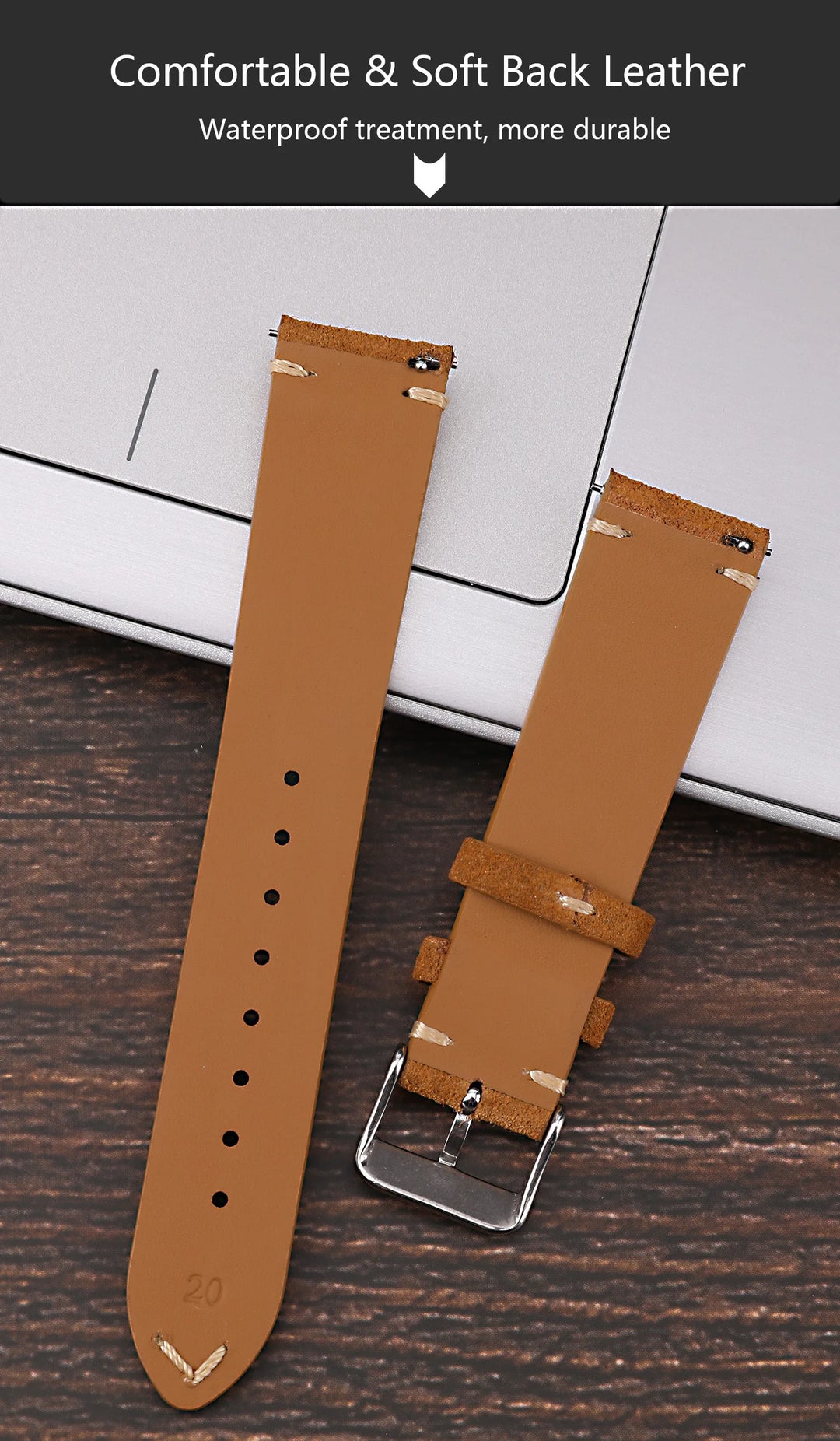 Genuine Leather Quick-Release Watch Strap 14–22mm