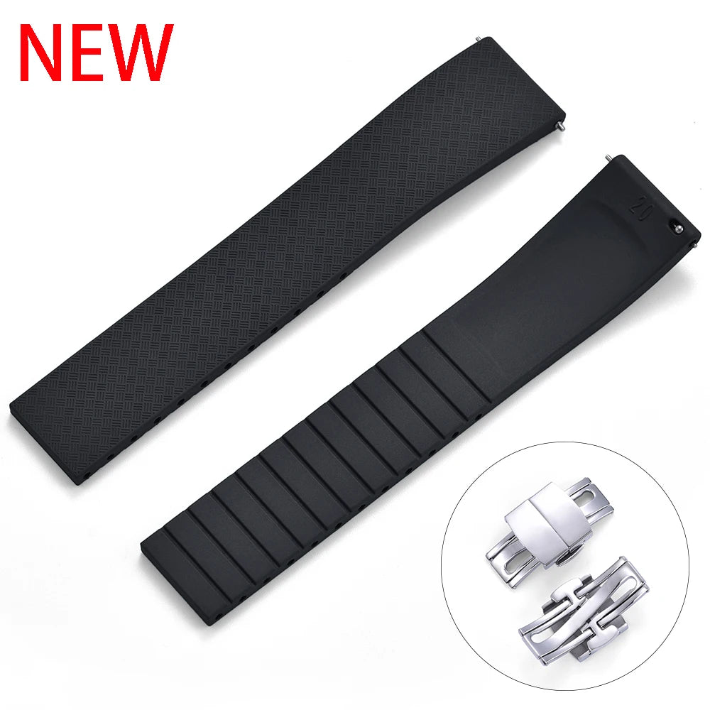 NATOBELT CTS FKM Rubber Watch Strap – 18–22mm Quick Release Butterfly Buckle, Cut-to-Size