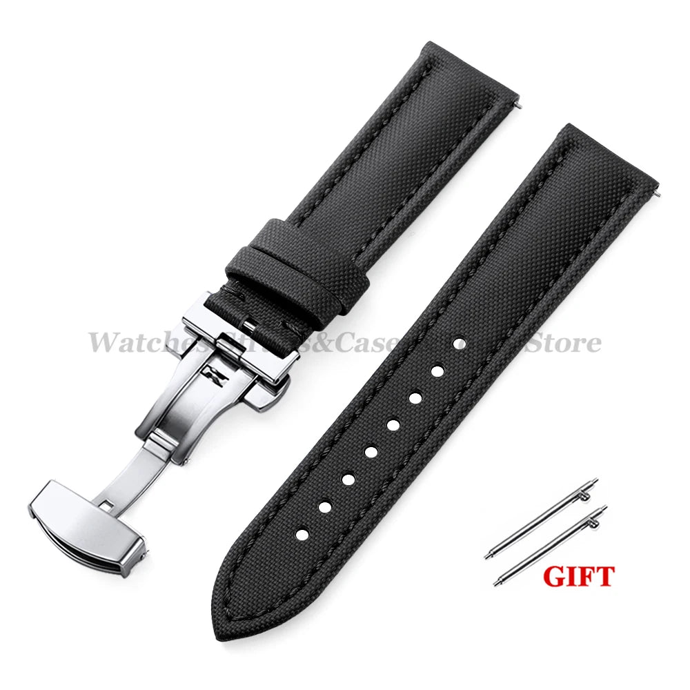 Sailcloth Nylon Watch Strap 18–22mm (Butterfly Buckle)