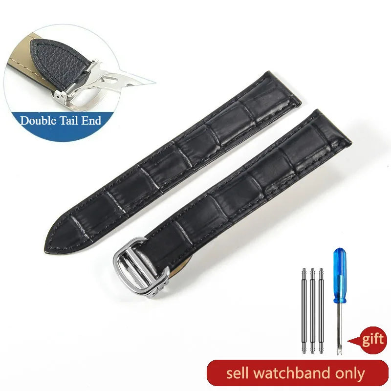 Genuine Leather Cartier Tank Solo Watch Strap 17–25mm (Brown & Black,