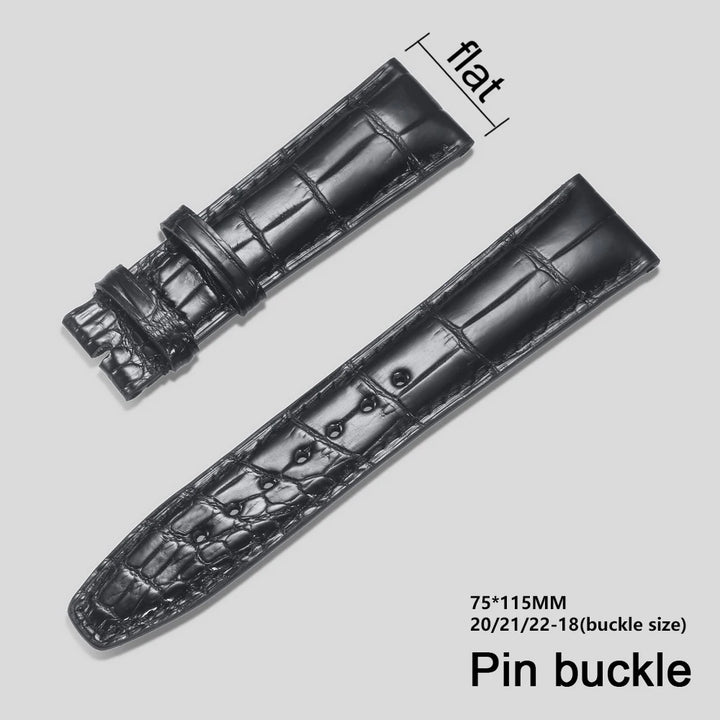 Crocodile Leather Watchbands For IWC Portugues Pilot Black Alligator Grain Handmade Straps 20mm 21mm 22mm