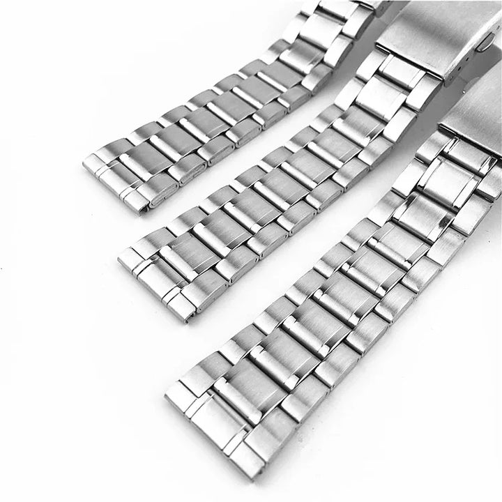 Universal Stainless Steel Watch Strap with Folding Buckle (18–22mm)
