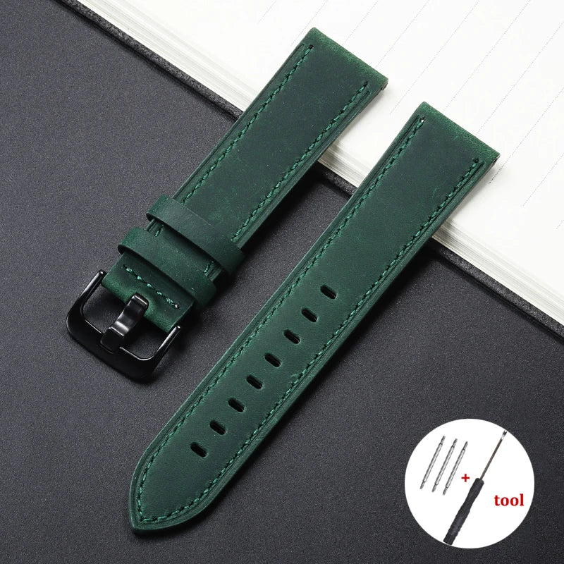 Calfskin Genuine Leather Watchbands Black Blue Watch Band 18mm 20mm 22mm 24mm Smartwatch Strap Dark Brown Watches Accessories